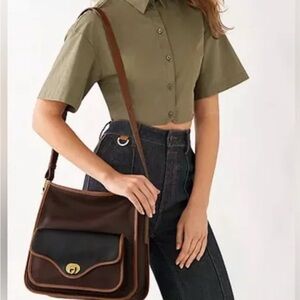 Fossil Heritage Crossbody Hobo Bag, Leather, Ex Cond, 11 x 12 x 4 in